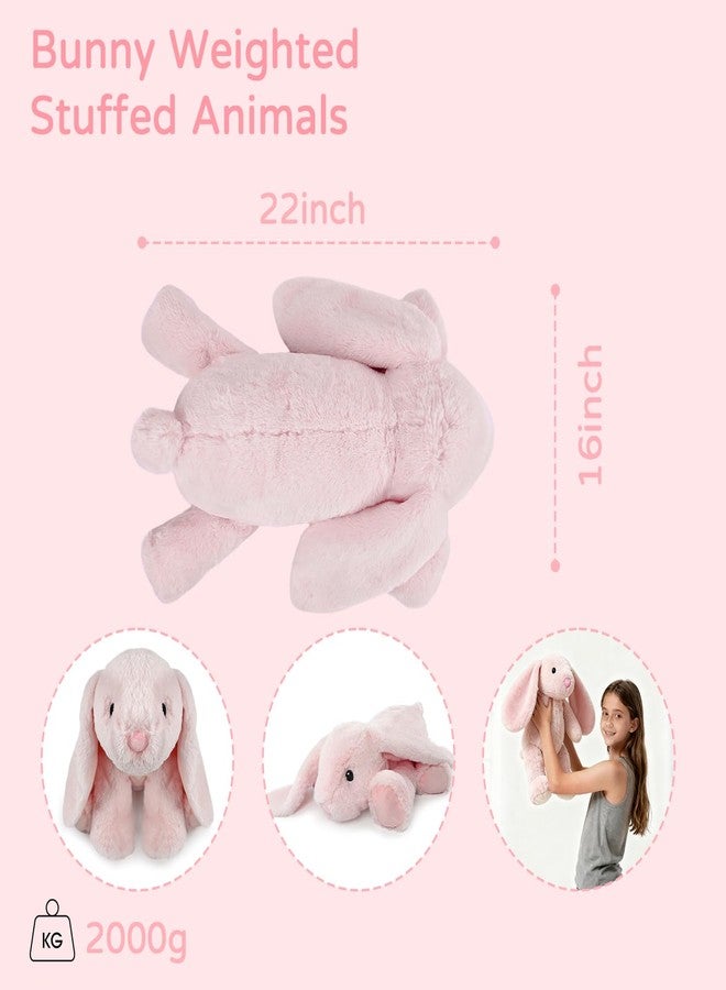 JUSTQUNSEEN 4.5 Lbs Weighted Stuffed Animals 22" Soft Pink Rabbit Plush Weighted Bunny Plush Toys for Kids and Adults Cute and Huggable Plush Toy Gifts for Comfort and Relaxation (Bunny) - Image 3